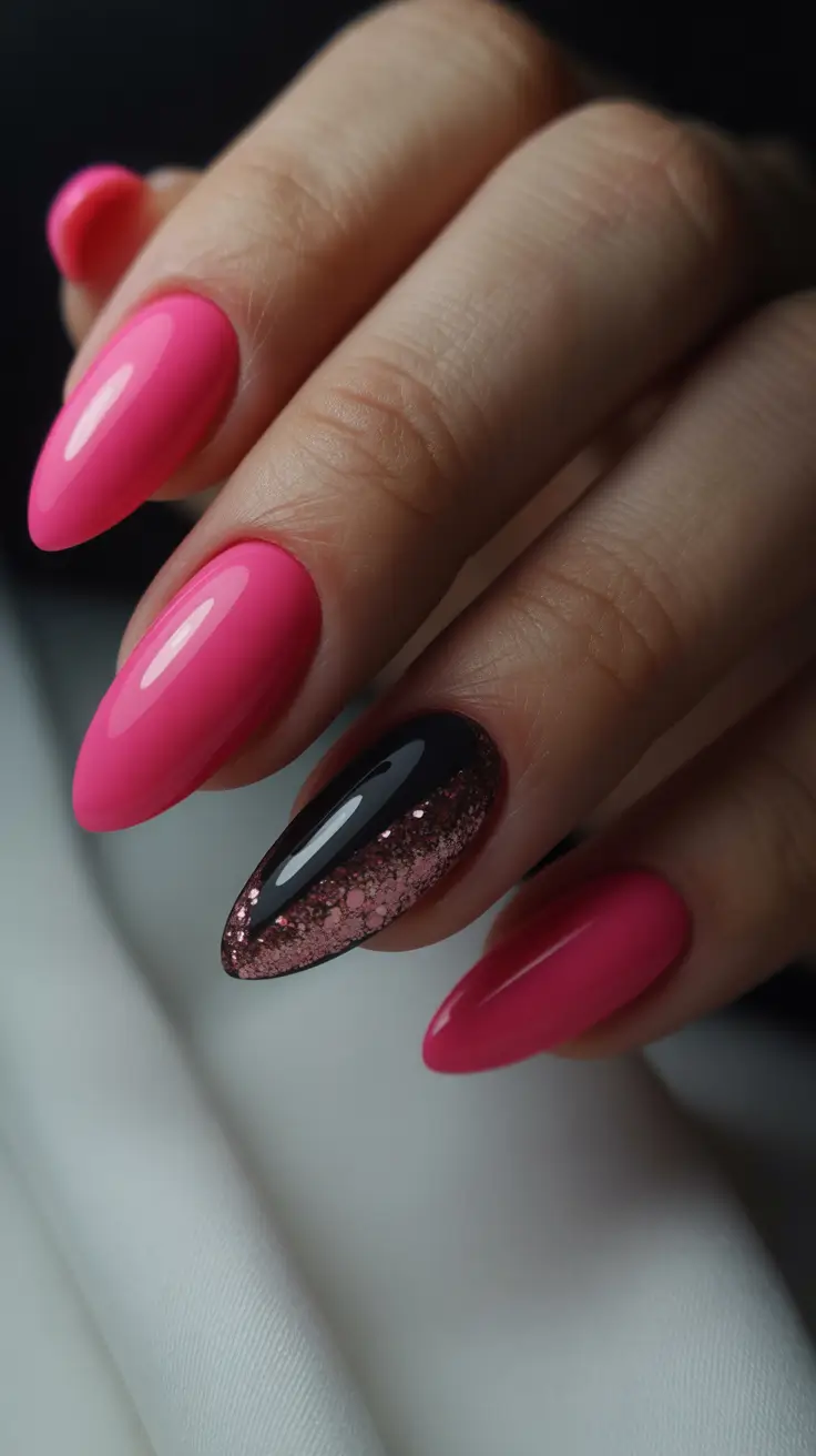 Trendy Pink Winter Nails 2025-2026 Midnight Blush Drama