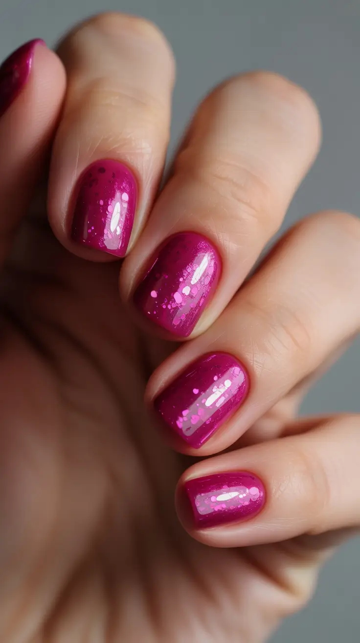 Trendy Pink Winter Nails 2025-2026 Cranberry Crush Confetti
