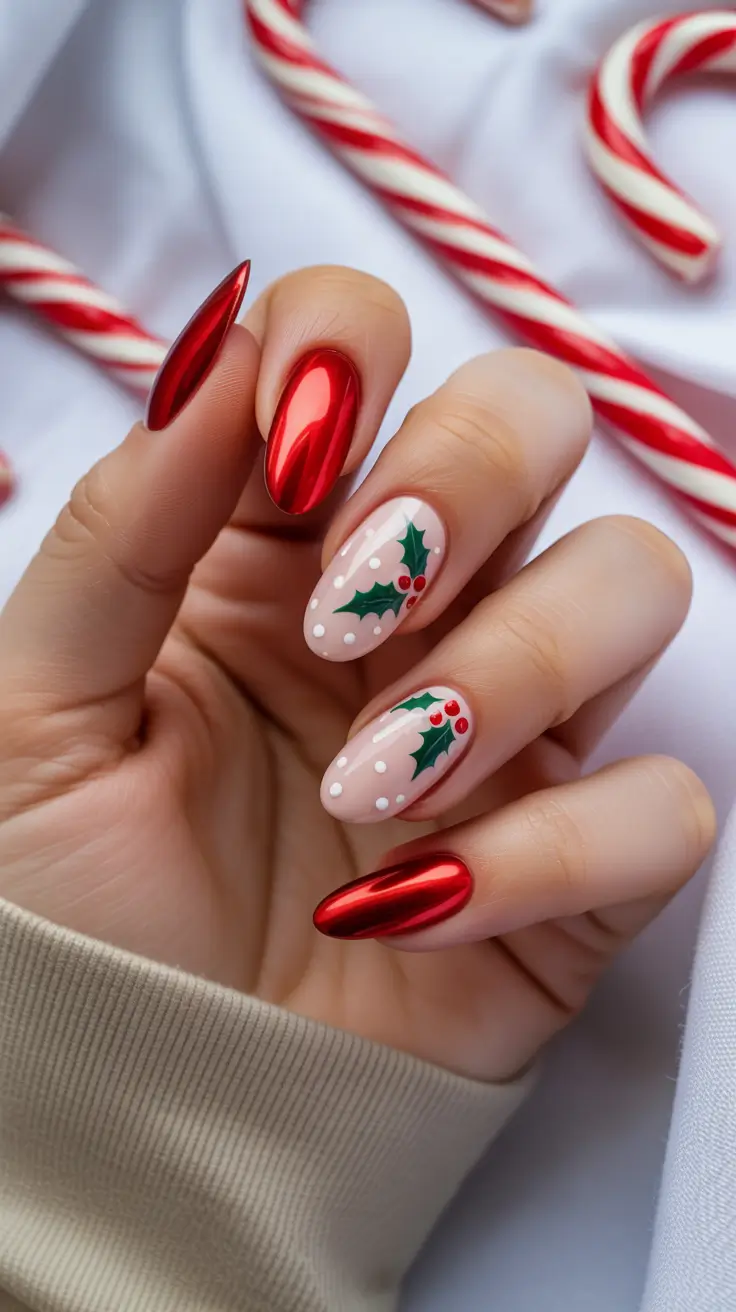 Trendy Red Nails Winter 2025-2026 Candy Chrome Cheer