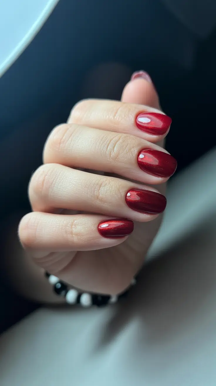Trendy Red Nails Winter 2025-2026 Ruby Glow Shimmer