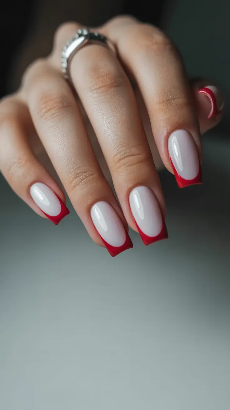 Trendy Red Nails Winter 2025-2026 Crimson French Edge