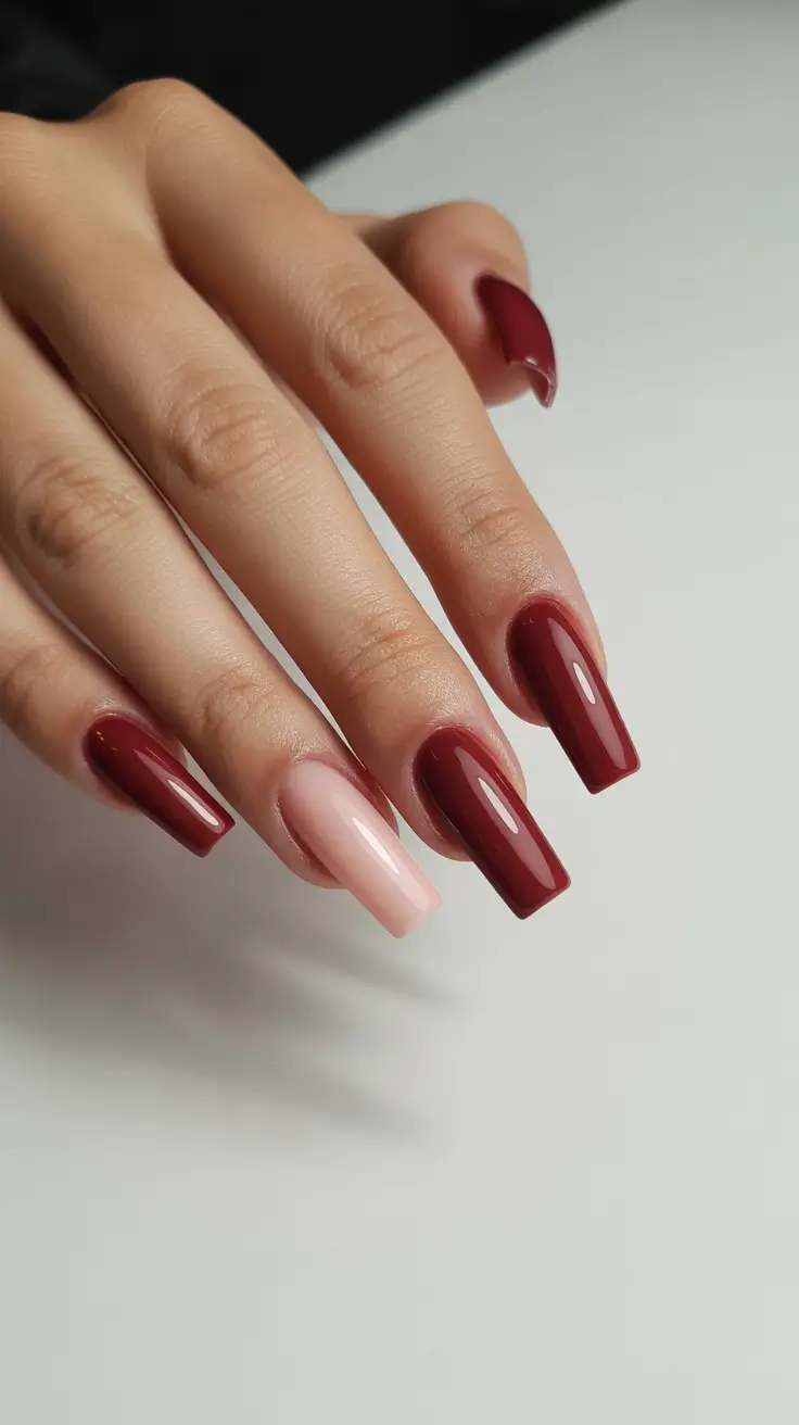 Trendy Red Nails Winter 2025-2026 Minimalist Mulberry Blend