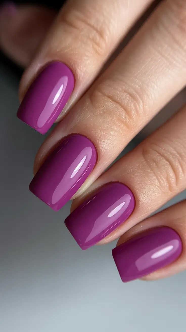 Trendy Simple Winter Nail Ideas 2025–2026 Glossy Plum Perfection