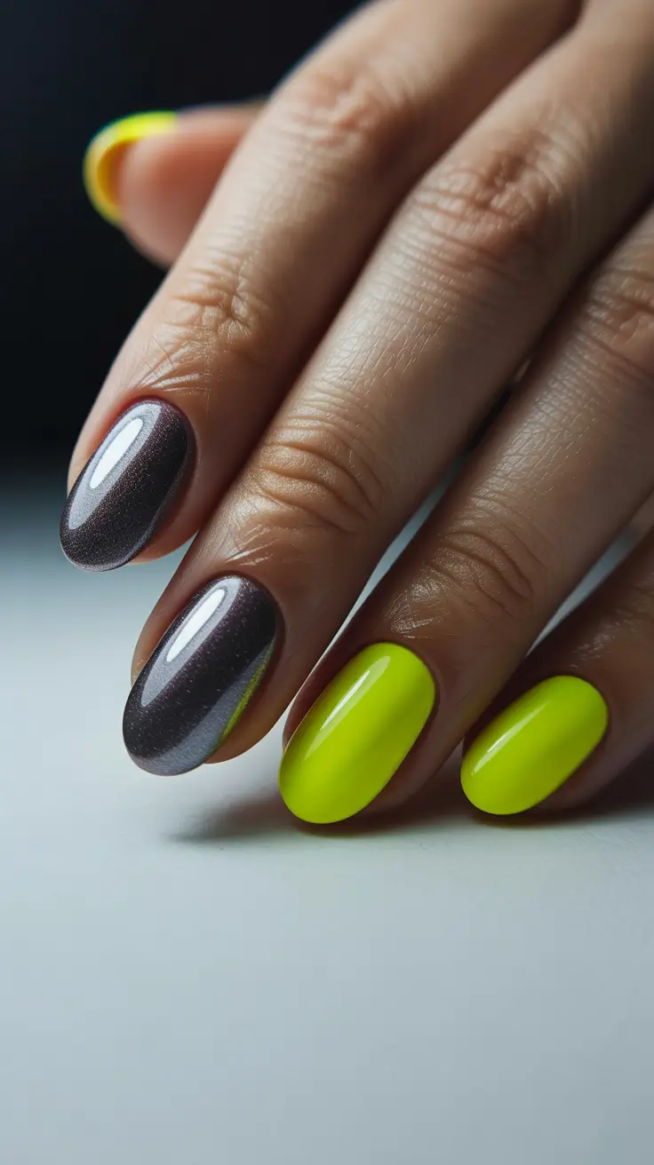 Trendy Simple Winter Nail Ideas 2025–2026 Neon Frost Pop