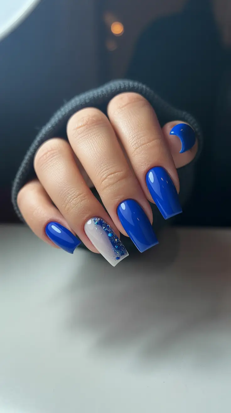 Trendy Simple Winter Nail Ideas 2025–2026 Royal Frost Accent