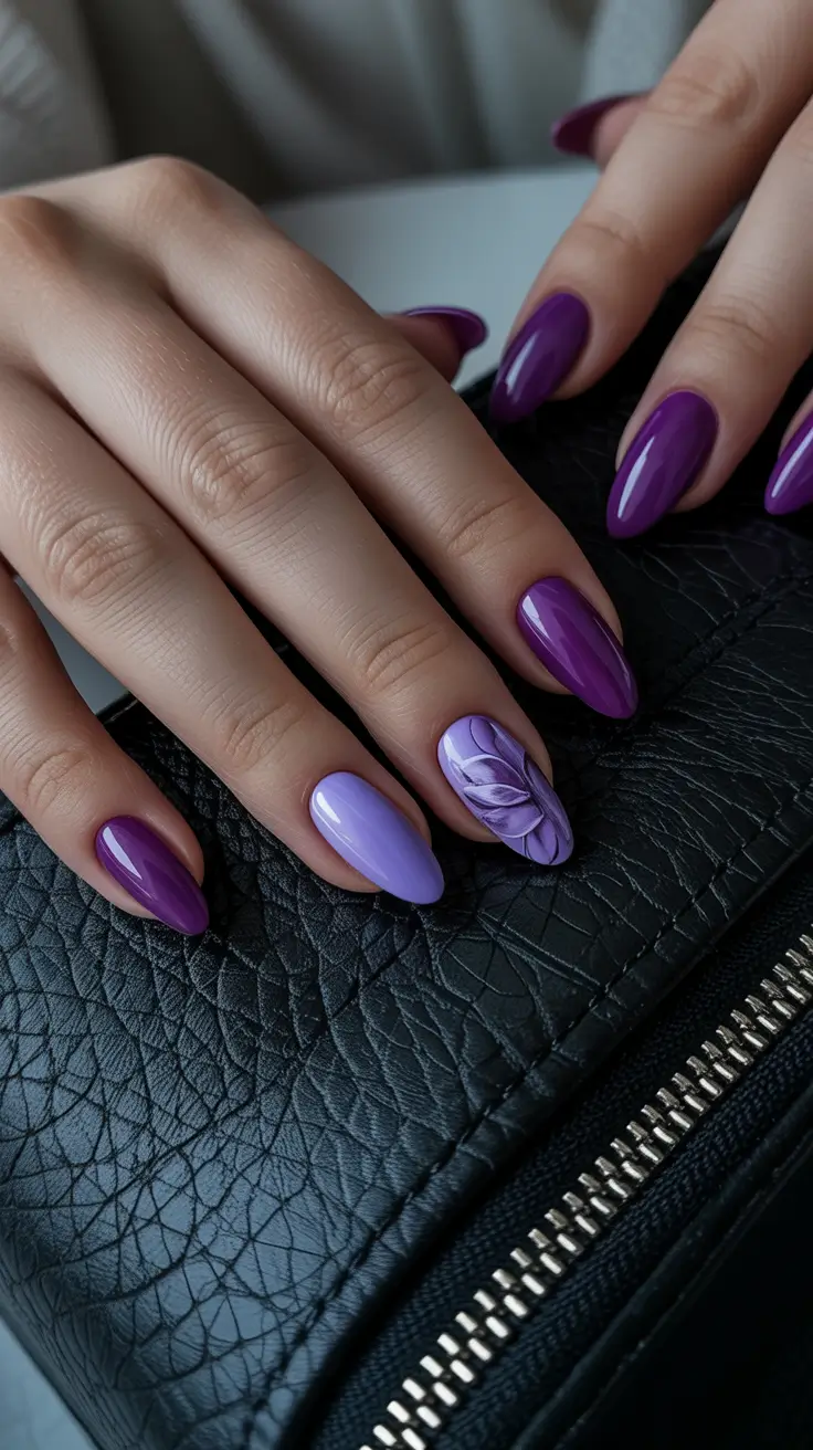 Trendy Simple Winter Nail Ideas 2025–2026 Violet Whisper Bloom