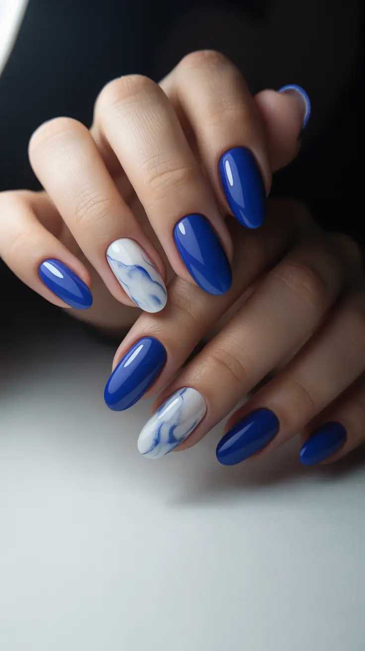 Trendy Simple Winter Nail Ideas 2025–2026 Snowstorm Marble