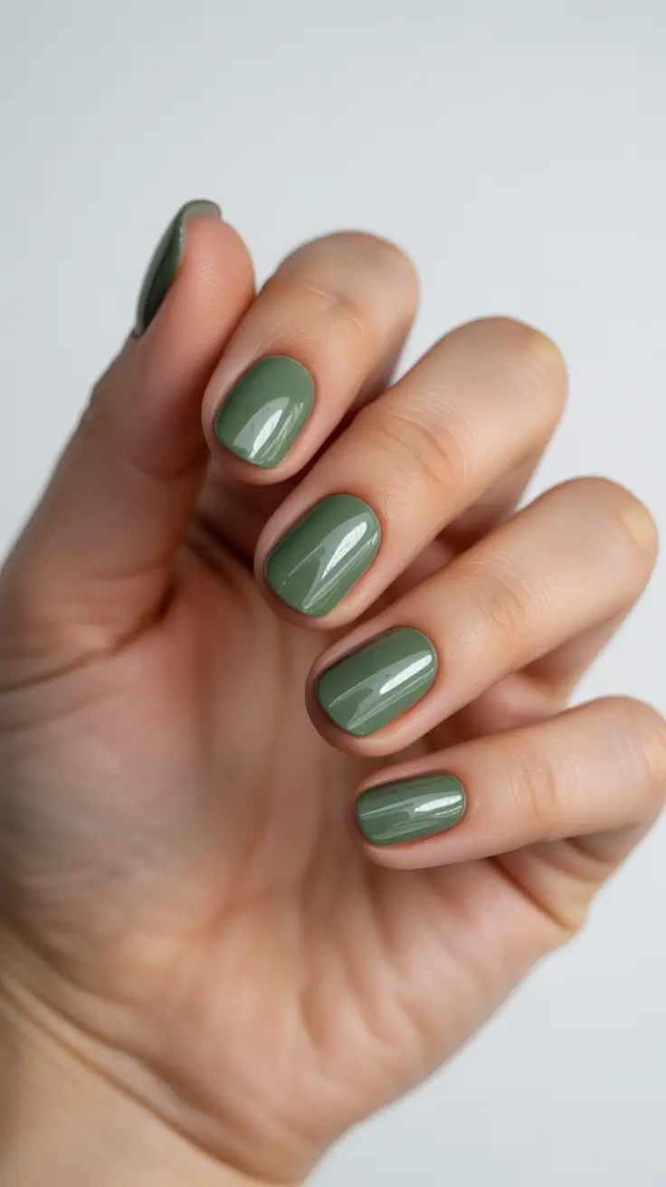 Trendy Simple Winter Nail Ideas 2025–2026 Muted Sage Calm