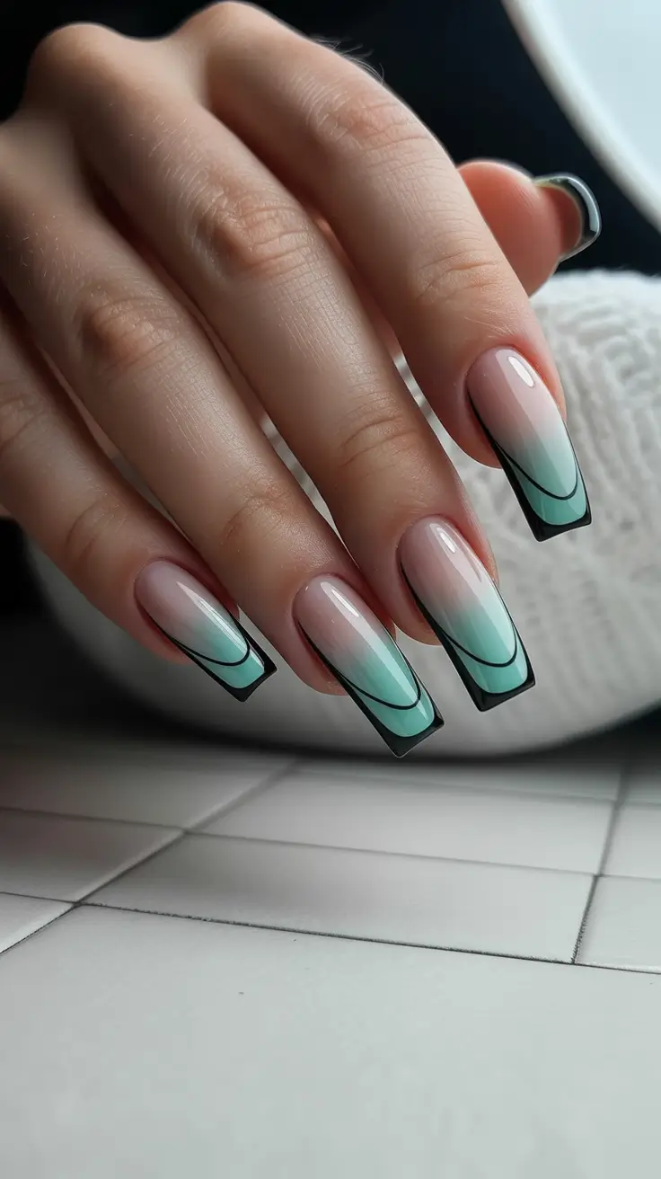 Trendy Simple Winter Nail Ideas 2025–2026 Frosted Mint Gradient