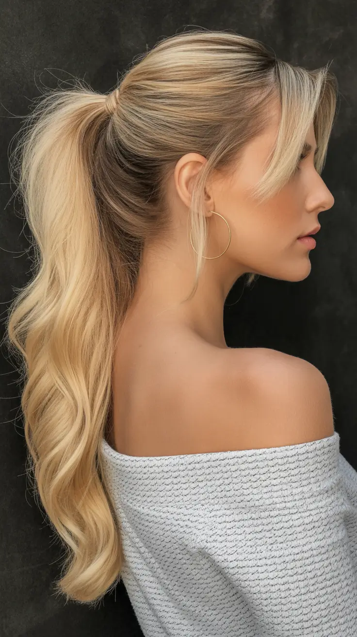 winter formal hairstyles for long hair Elegant Ponytail with Side Bangs