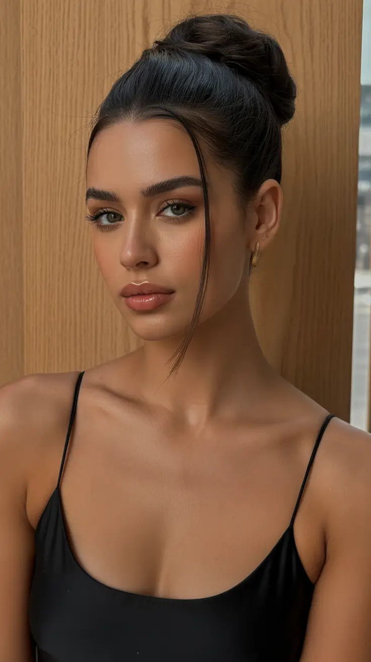 winter formal hairstyles bun Classic High Bun with Modern Strands