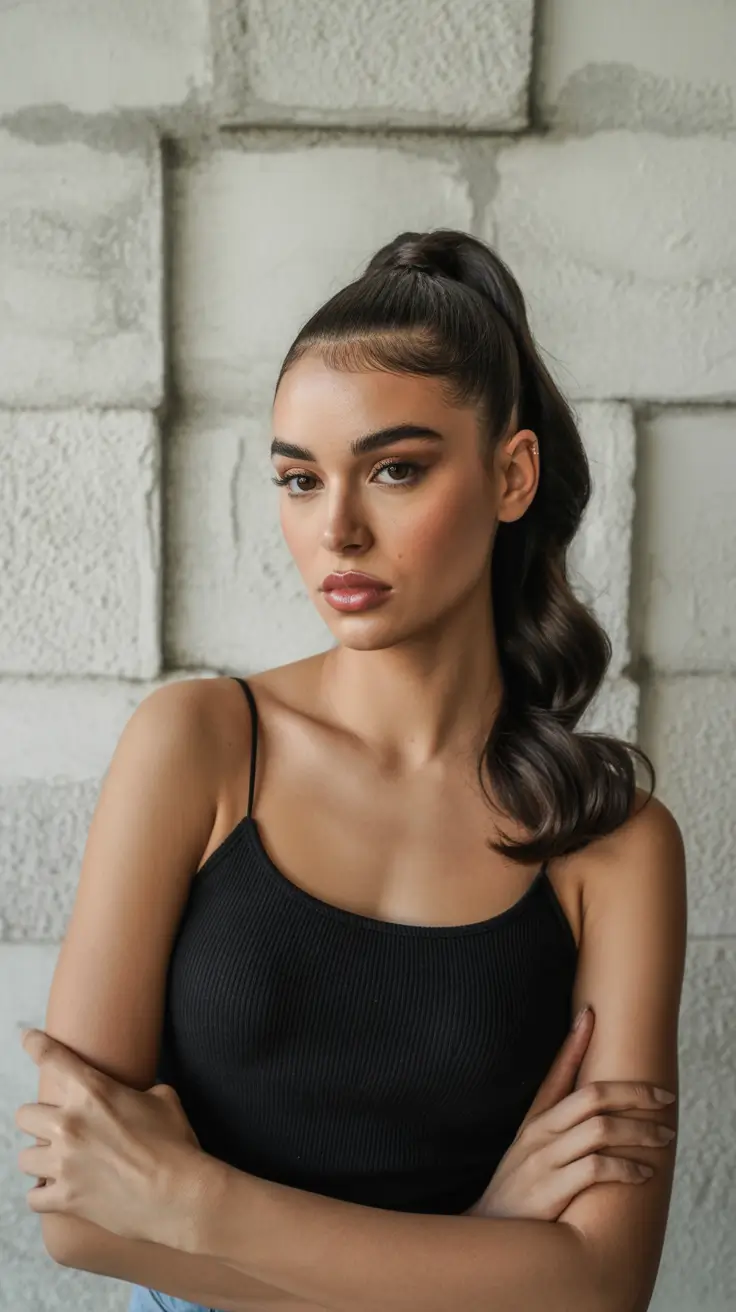winter formal hairstyles for long hair High Ponytail with Sleek Finish