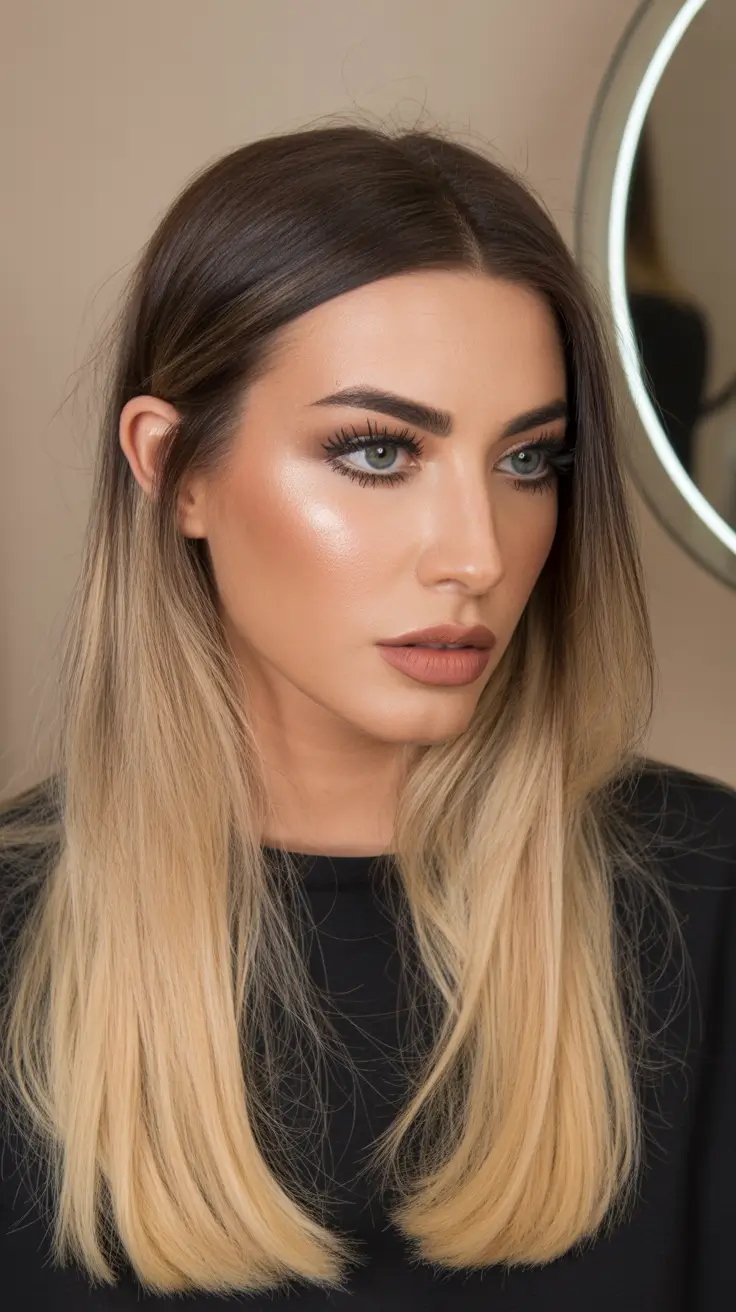 winter hair colors with blonde highlights Cool Rooted Blonde with a Modern Edge