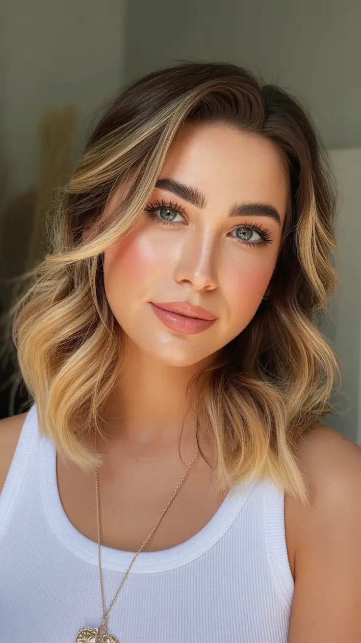 brown hair colors with highlights winter Golden Toffee Bob