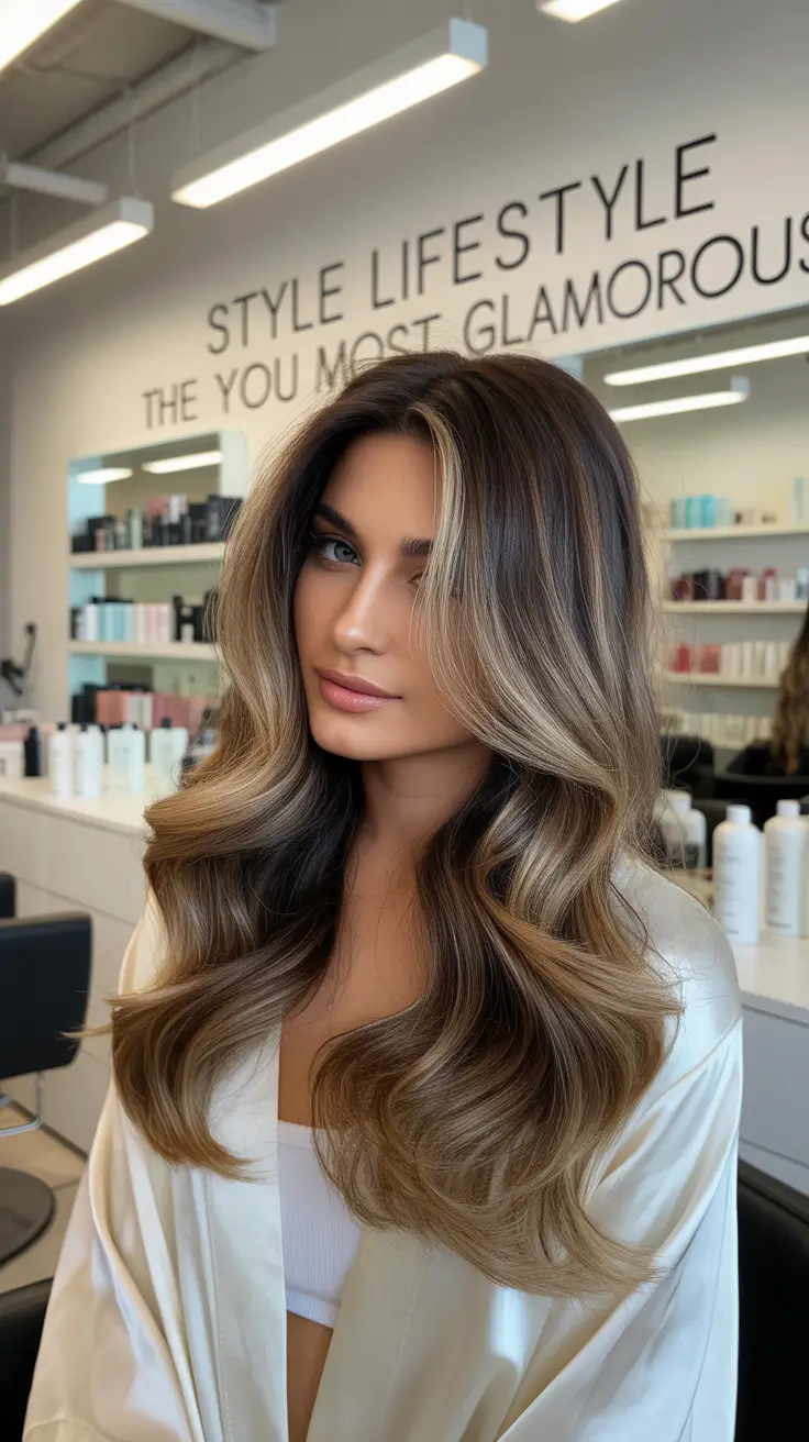 winter hair colors for brunettes highlights Honey Mocha Layers