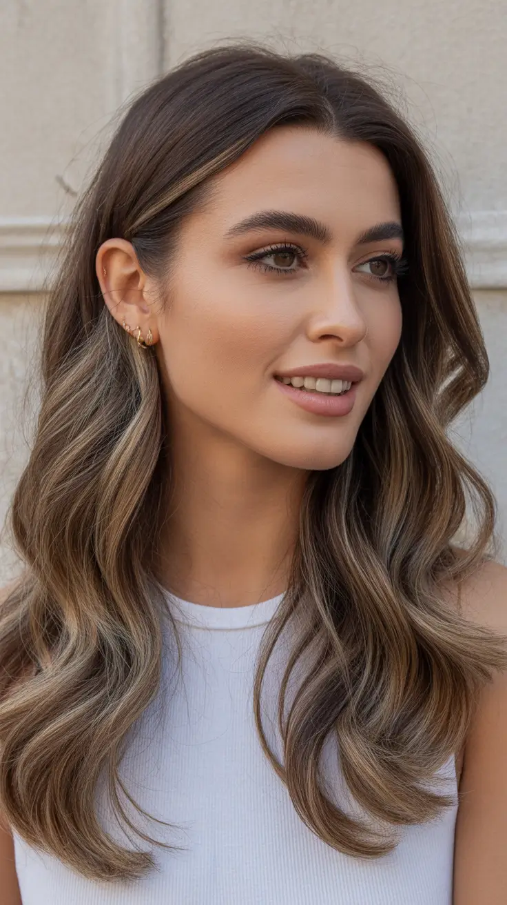 brown hair colors with highlights winter Subtle Caramel Whisper