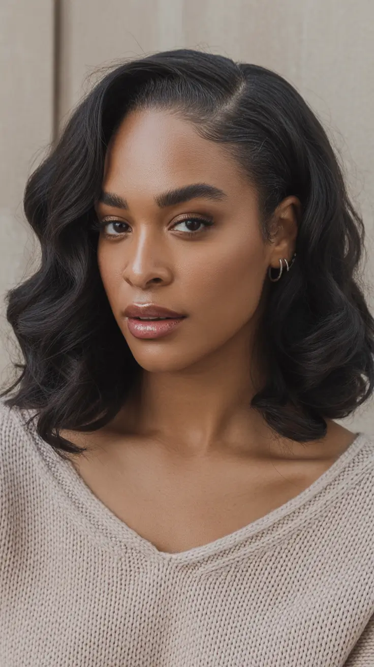 winter hair colors for dark skin Soft Ebony Waves