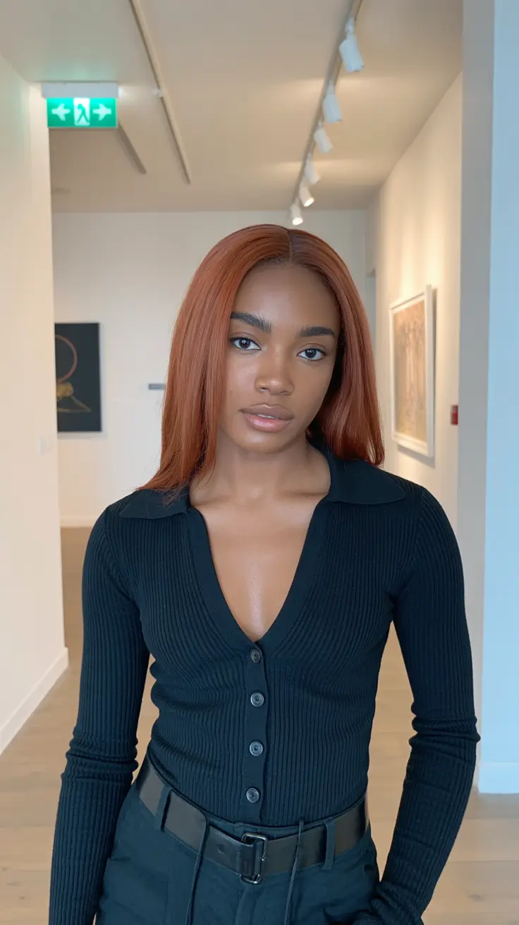 winter hair colors for dark skin Spiced Copper Sleek