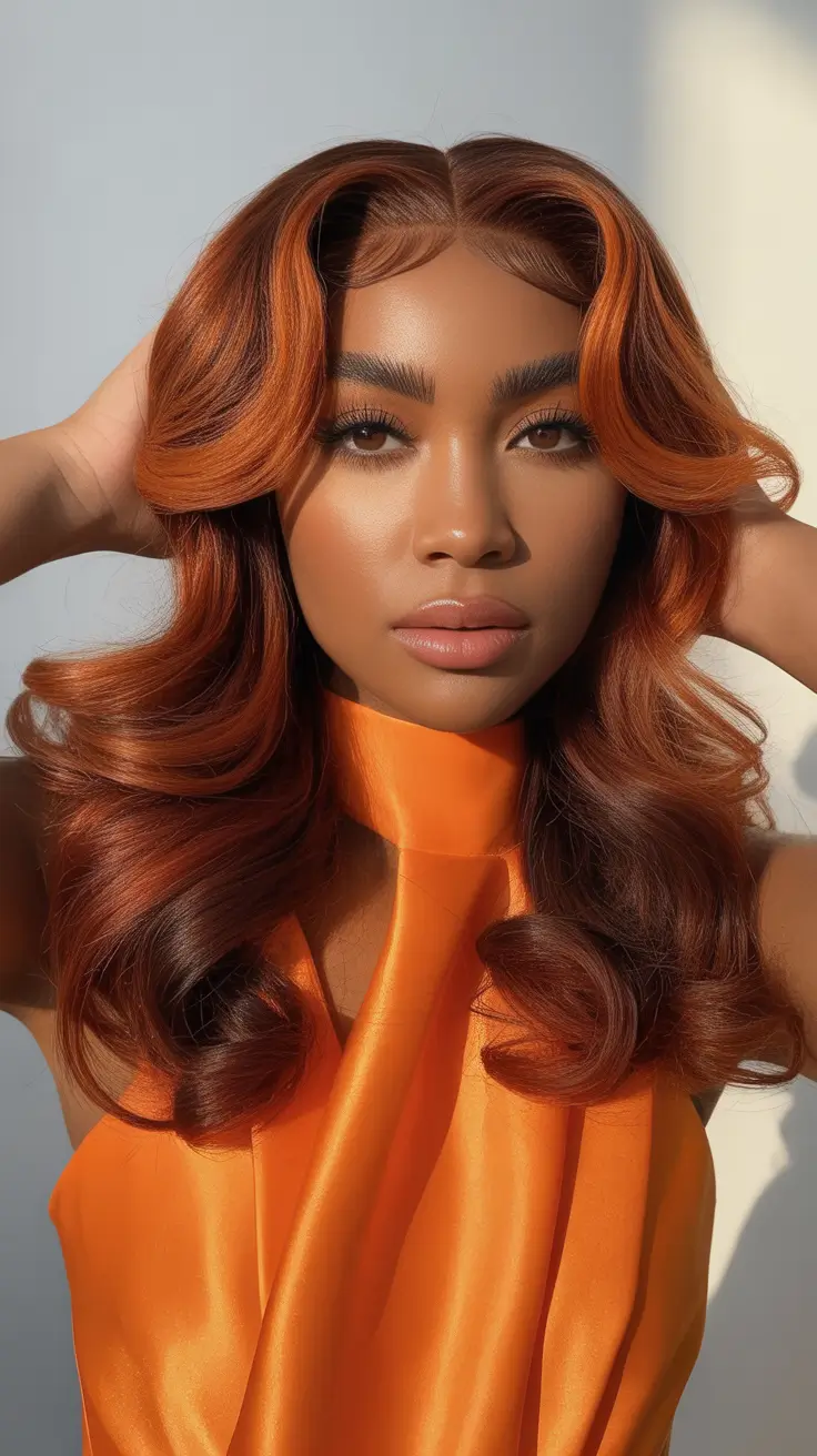 winter hair colors for dark skin Cinnamon Copper Glow