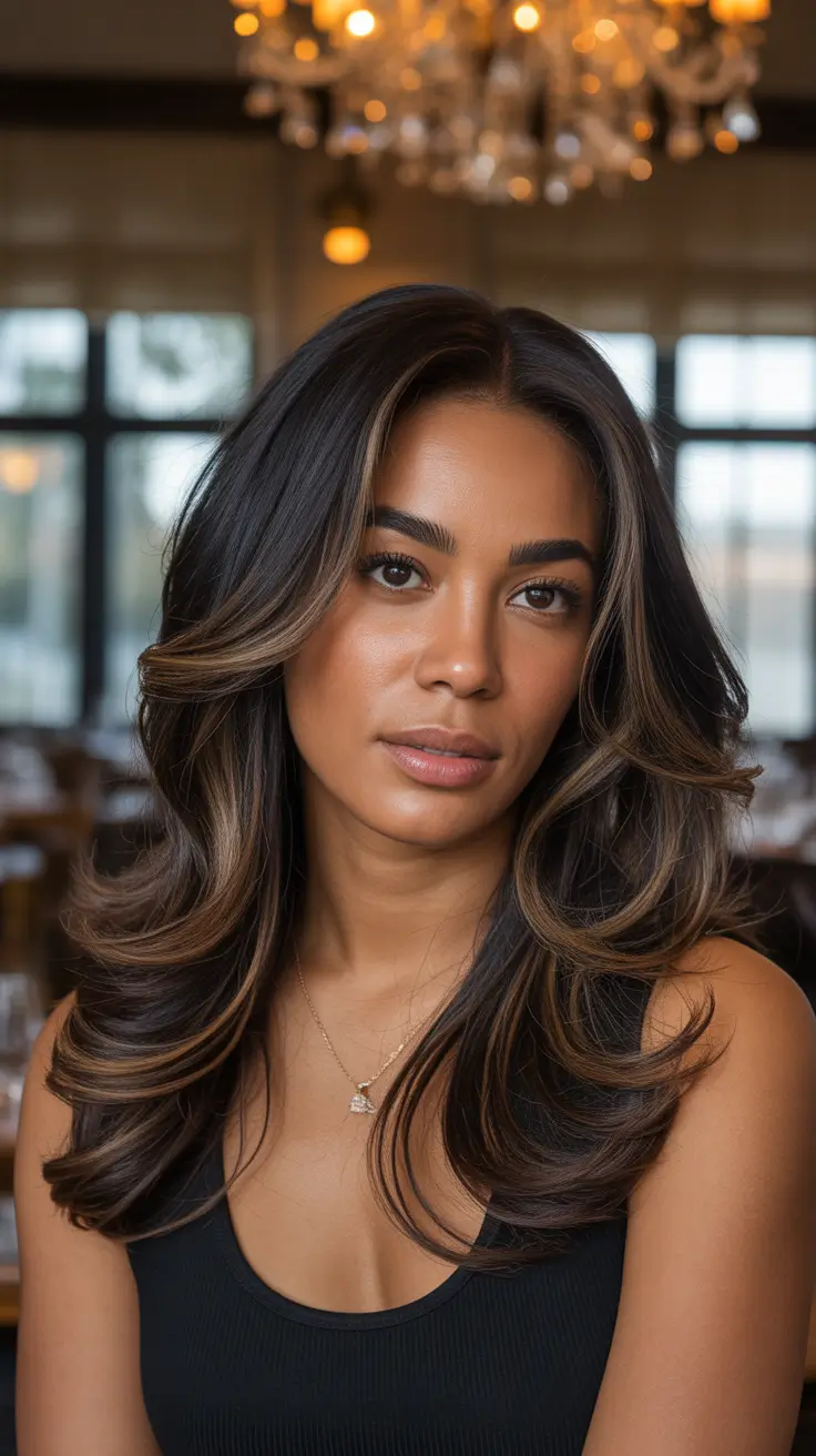 winter hair colors for dark skin Caramel-Maple Blend