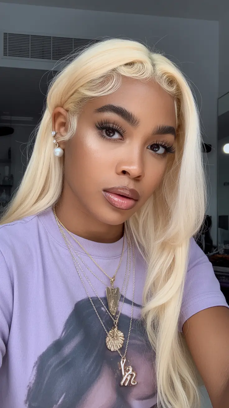 winter hair colors for dark skin Platinum Ice Blonde