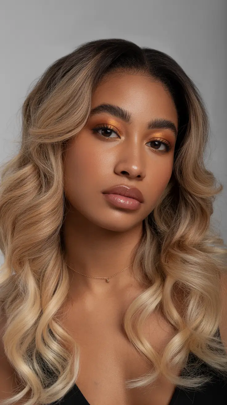 winter hair colors for dark skin Champagne Blonde Radiance