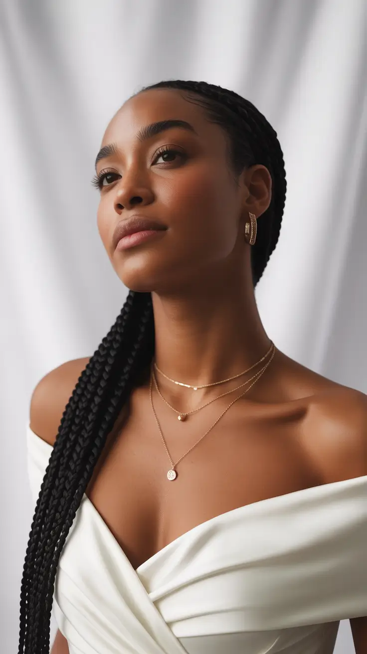 winter hairstyles for black women braids classic box braids polished finish