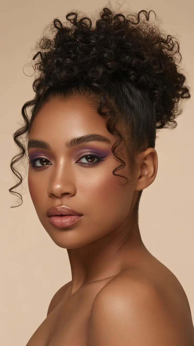 winter hairstyles for black women 4c curly high bun