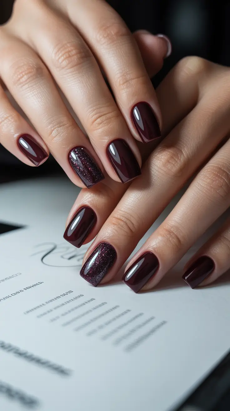 winter nails ideas red Deep Burgundy Elegance