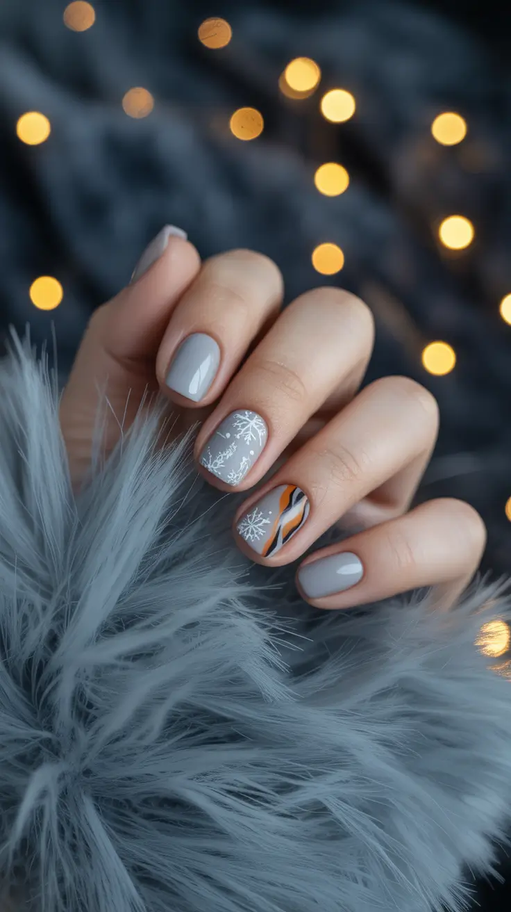 winter nails ideas snowflake Frosted Snowflake Glow