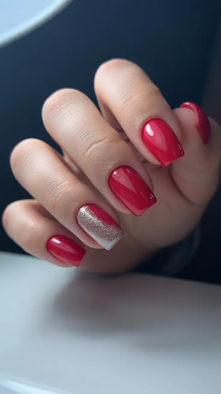 winter nails ideas red Scarlet and Champagne Chic