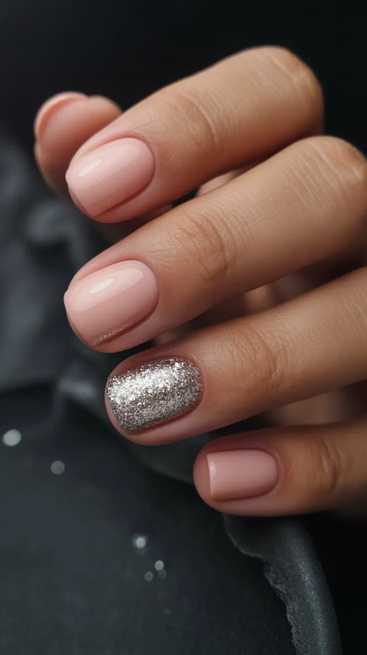 winter nails ideas classy Champagne Nude Spark