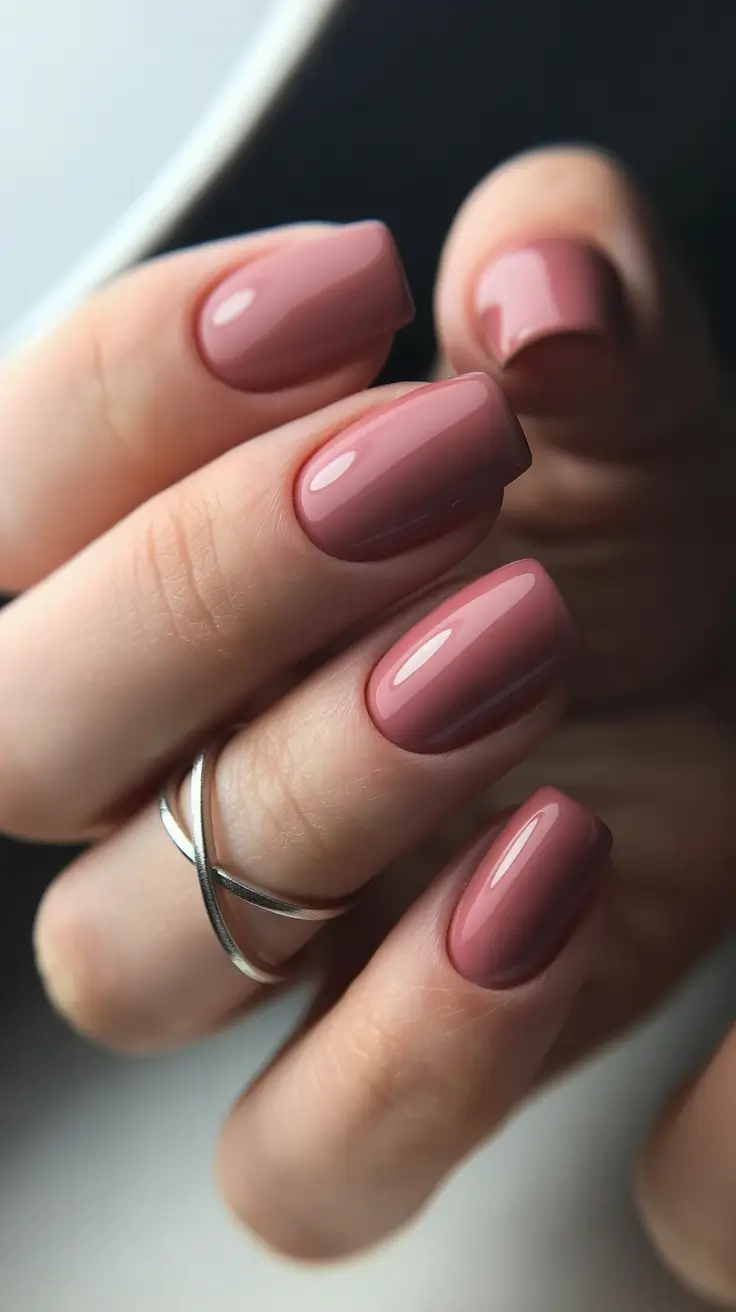 winter nails ideas pink Muted Rose Perfection