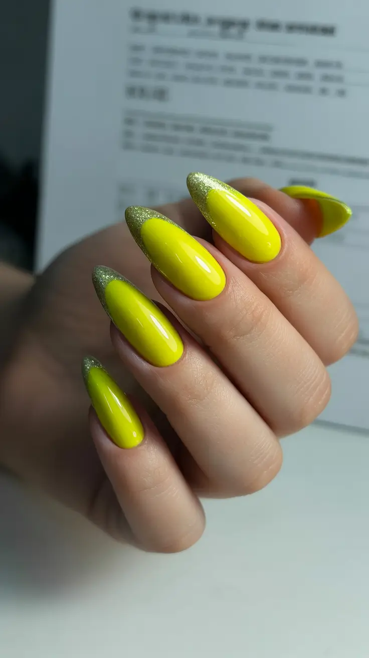 winter nails ideas acrylic Golden Lime Gleam