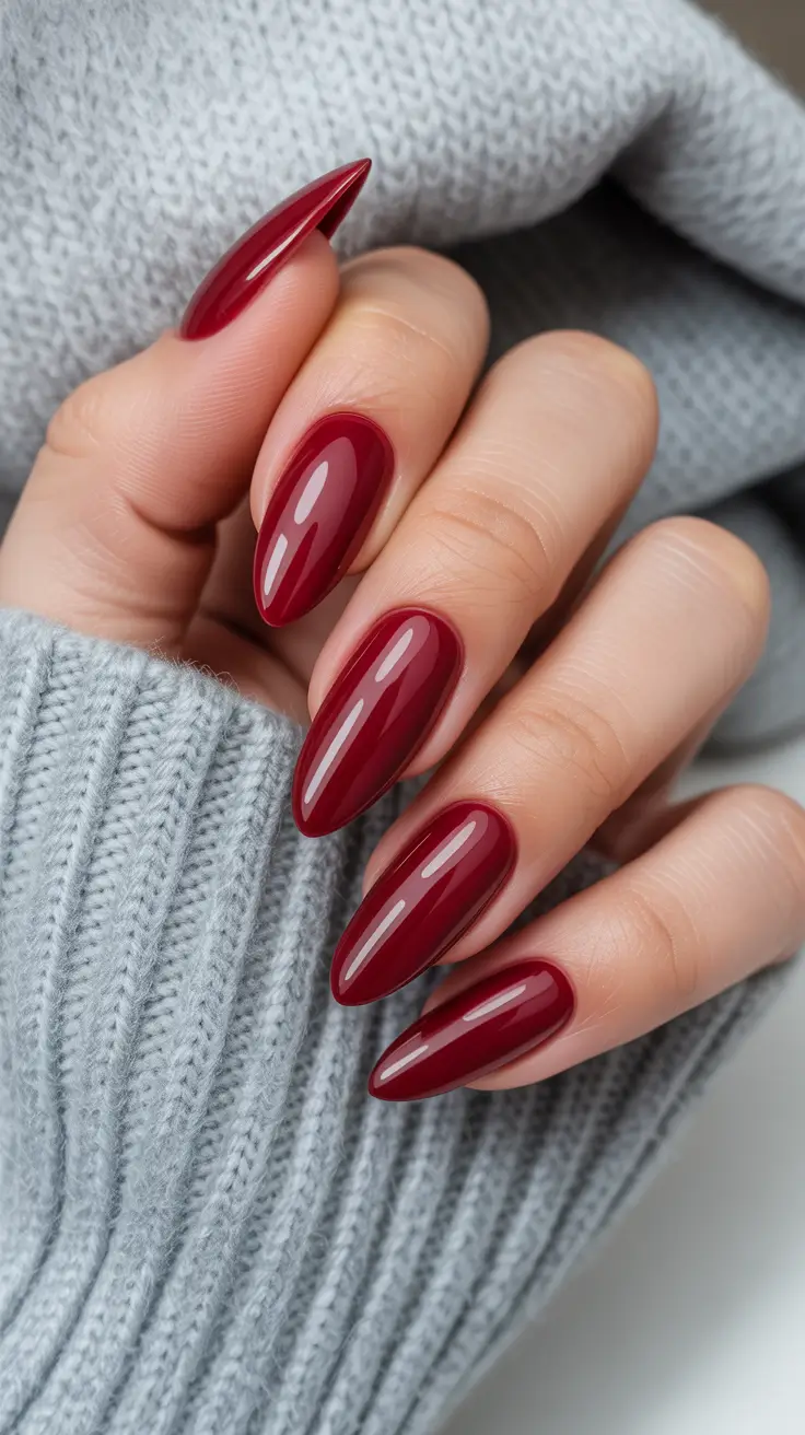 winter almond nails ideas red Crimson Cashmere