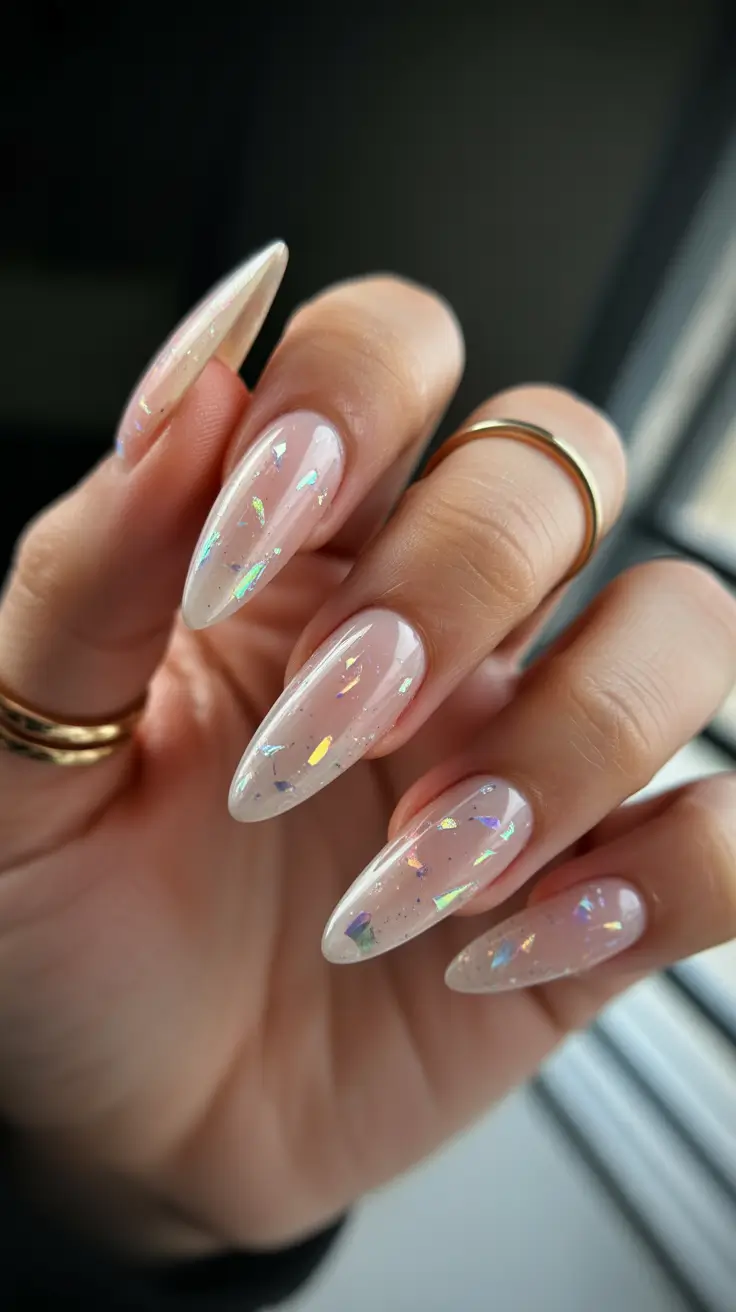 winter almond nails ideas simple Crystal Veil Elegance