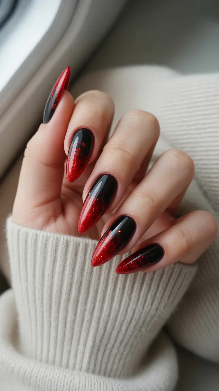 winter almond nails designs Scarlet Eclipse
