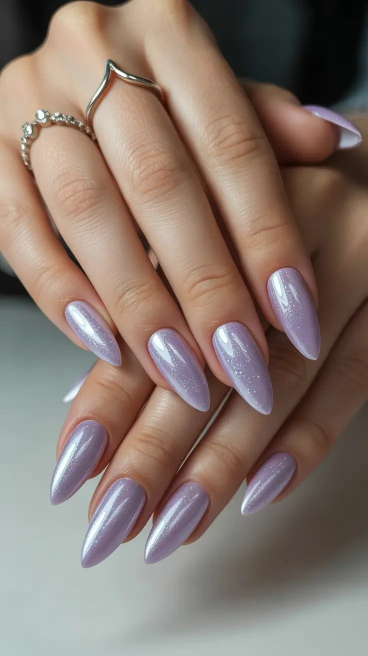 winter almond nails ideas simple Frosted Lilac Glow