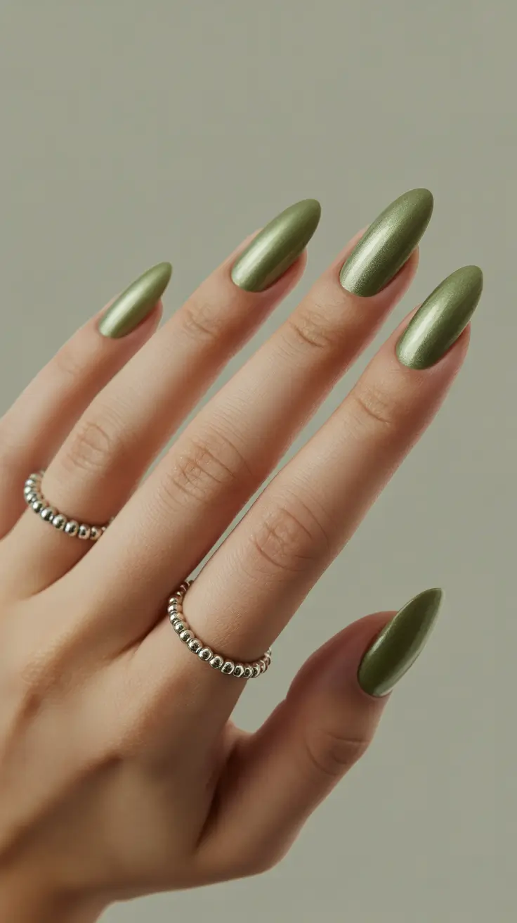 winter almond nails ideas simple Olive Satin Serenity