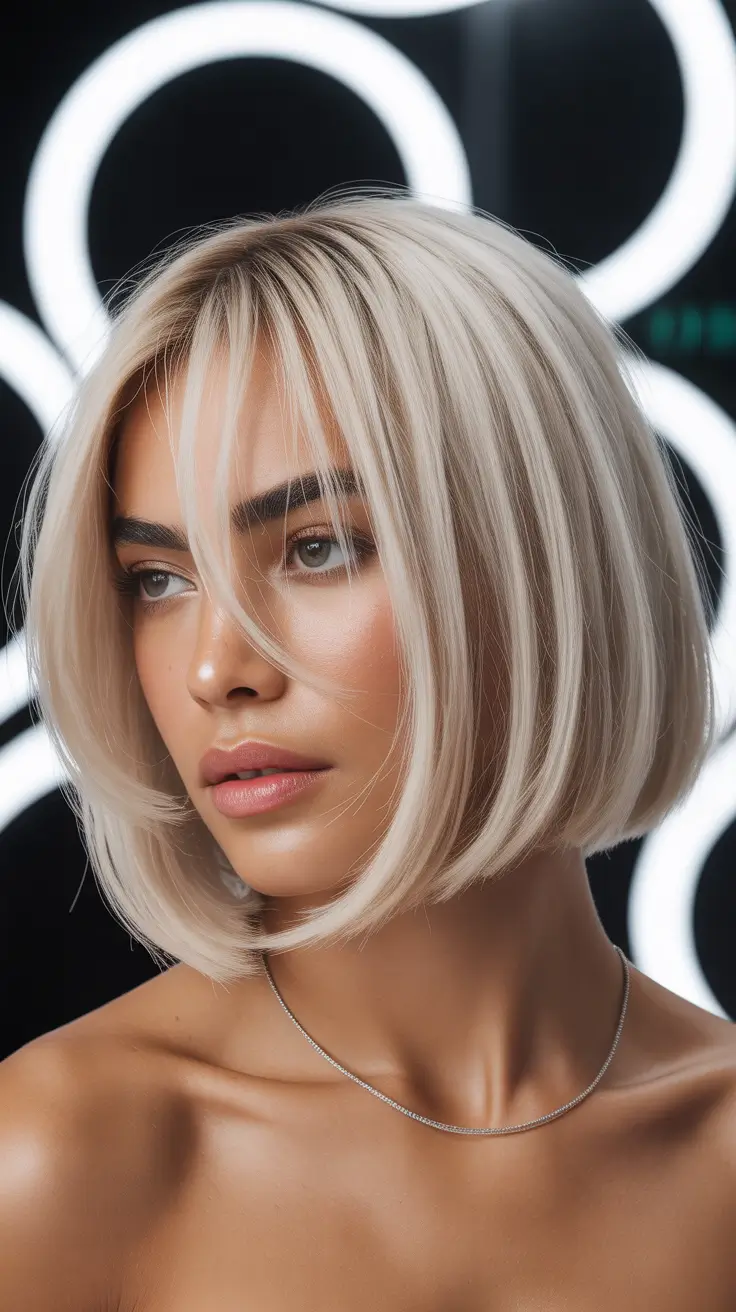 winter hair color short bob haircuts Frosted Vanilla Bob