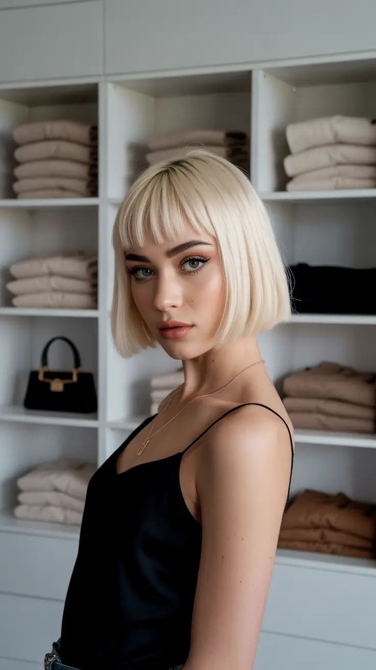 winter hair color short bob haircuts Frosted Fringe Revival
