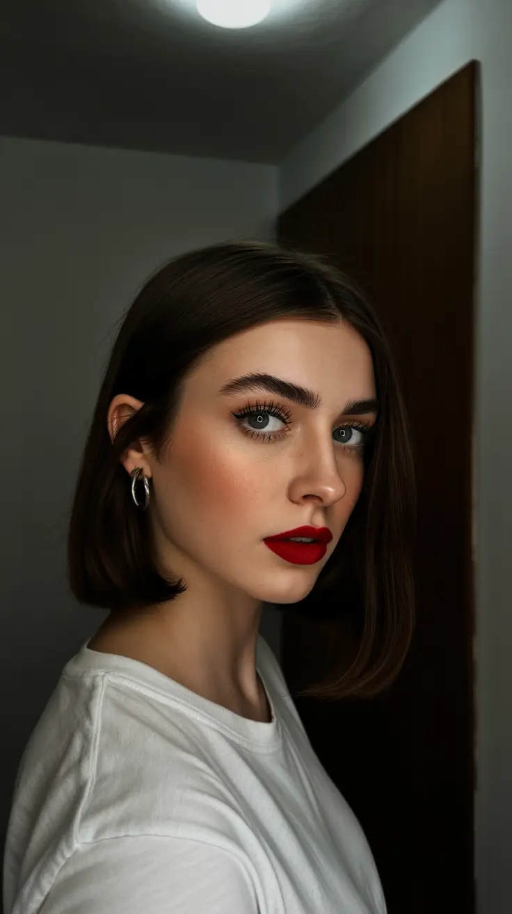winter hair color short bob haircuts Velvet Brunette Classic
