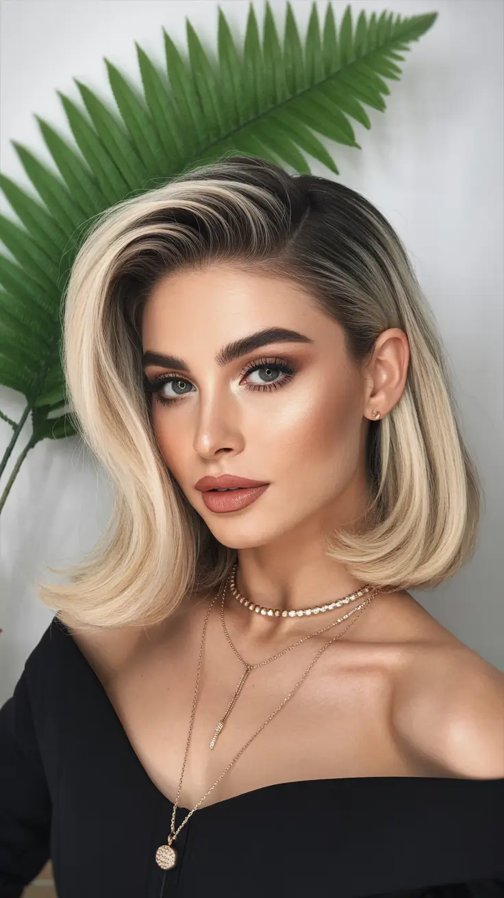 winter hair color short bob haircuts Champagne Luxe Sweep