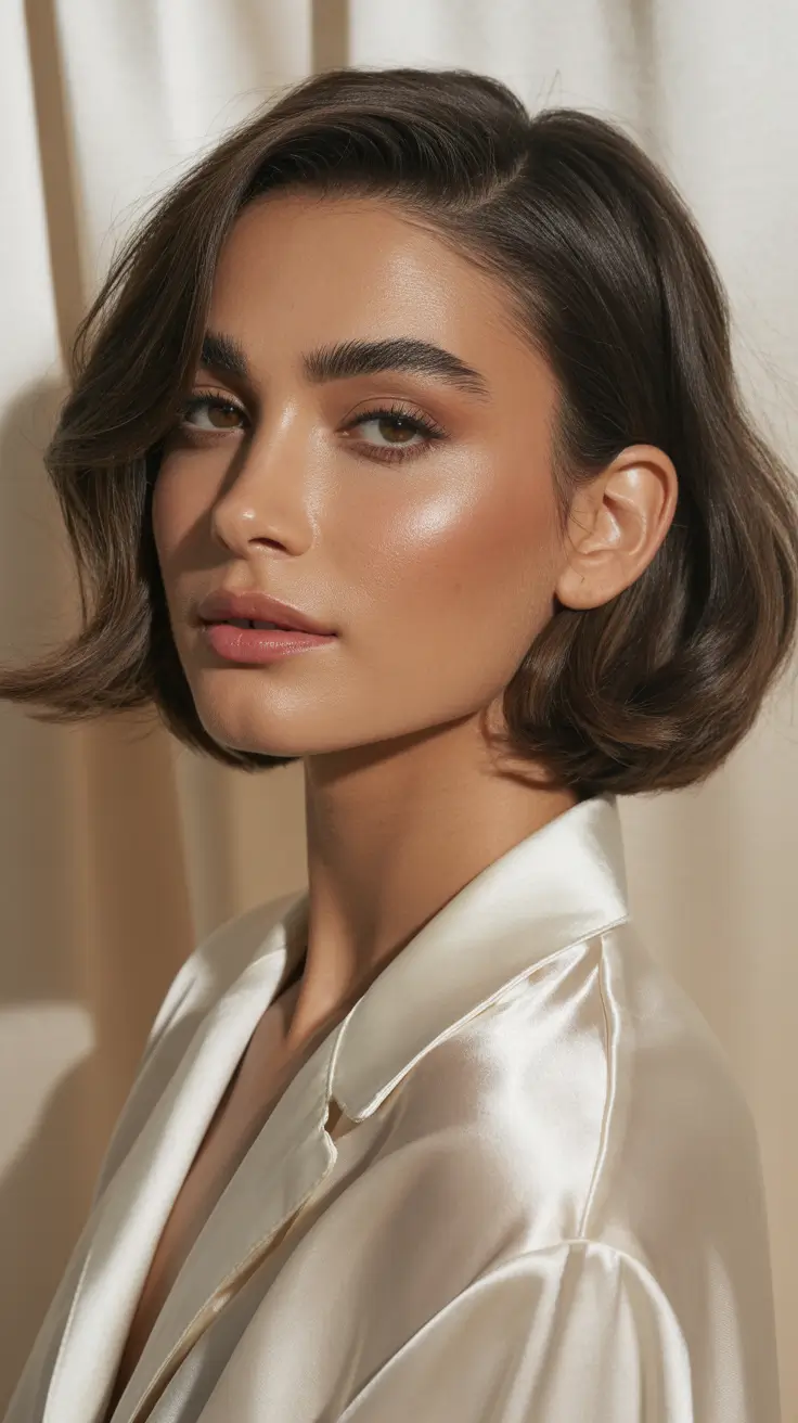 winter hair color short bob haircuts Cocoa Satin Bob