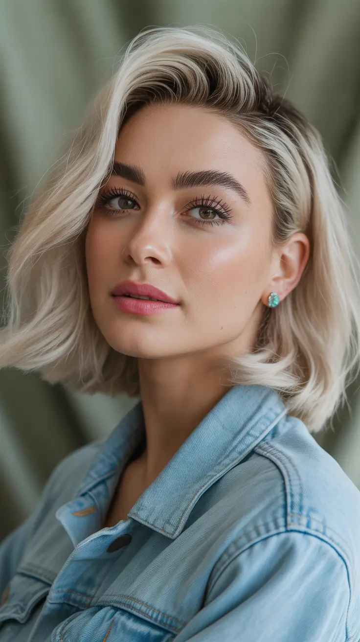 winter hair color short bob haircuts Frosted Denim Bob