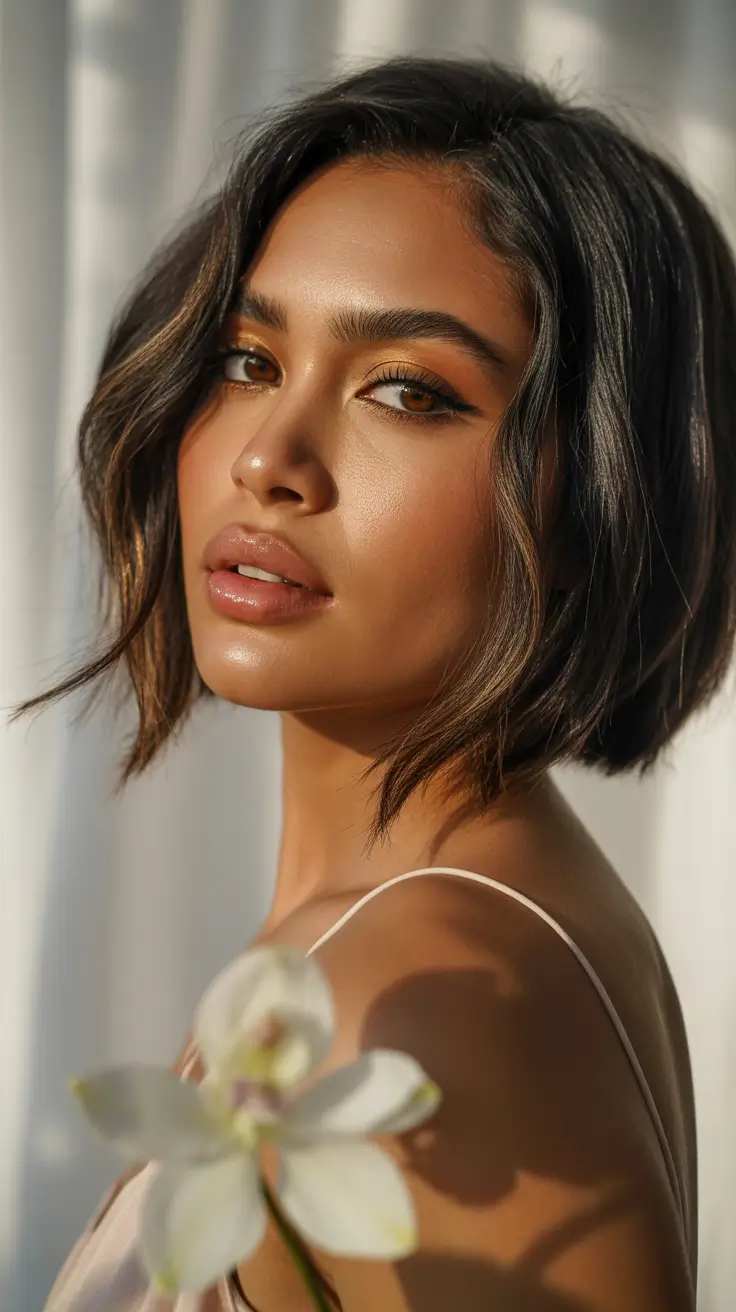 winter hair color short bob haircuts Mocha Glow Texture