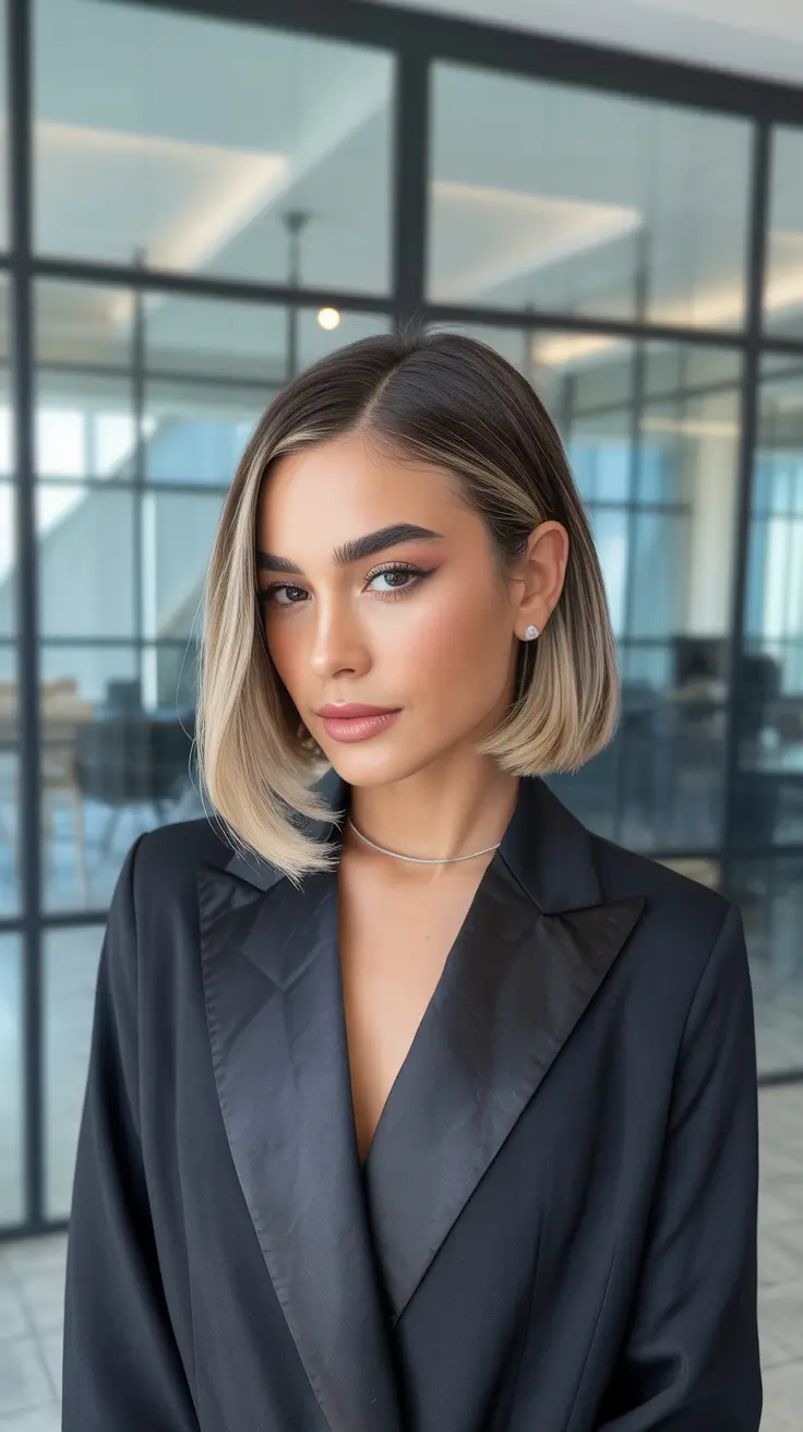 winter hair color short bob haircuts Modern Ash Contour