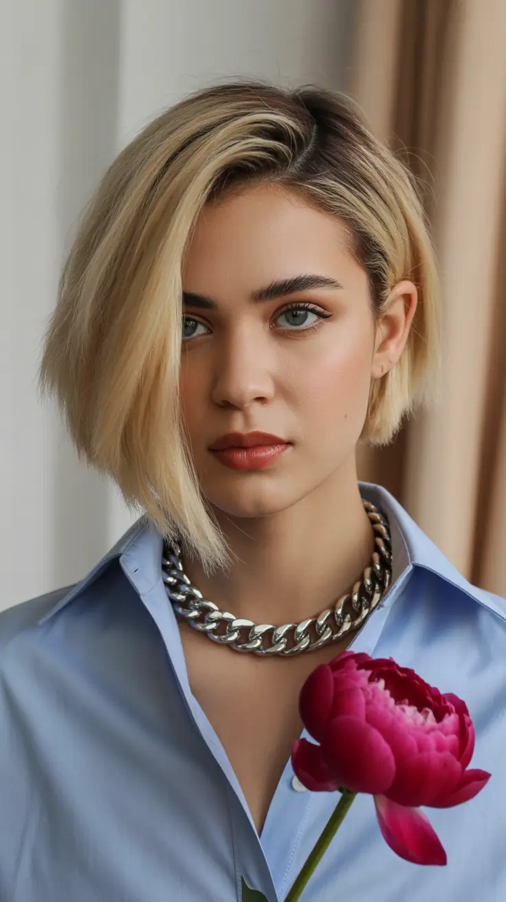 winter hair color short bob haircuts Soft Blonde Edge