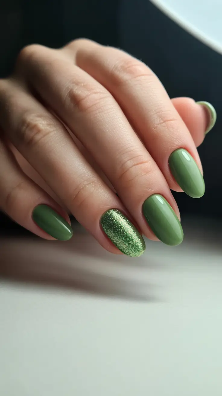 winter gel nails 2025 Evergreen Shine