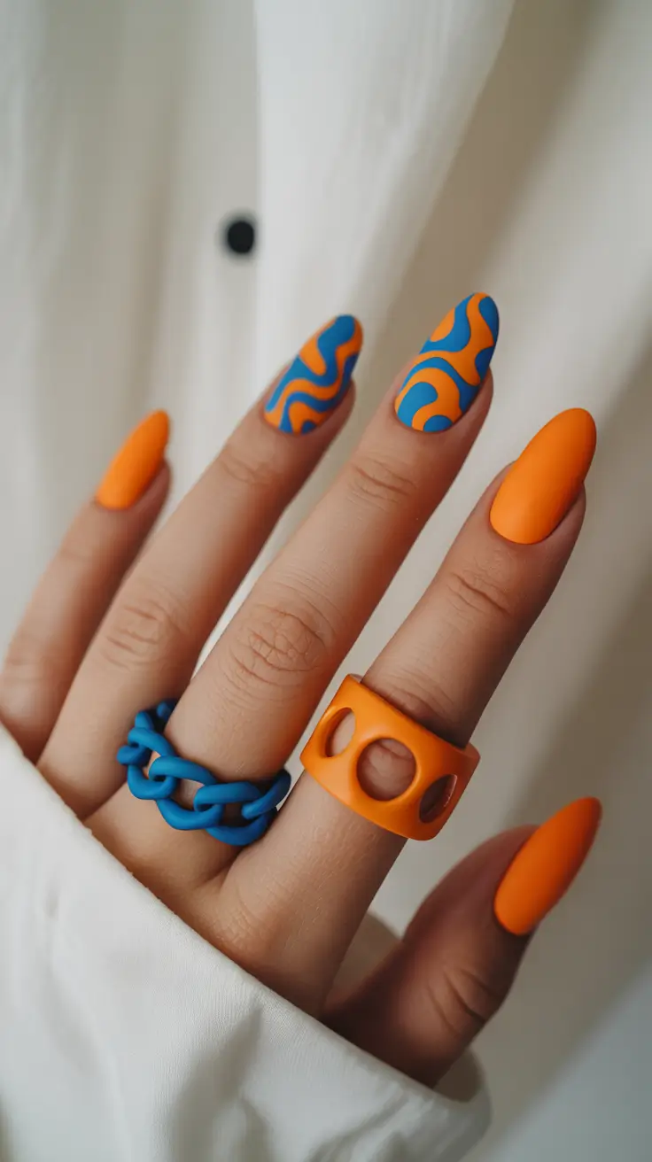 winter gel nails 2025 Electric Contrast
